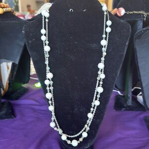 13” necklace faux pearls